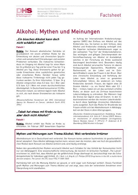 101203 DHS Factsheet Mythen und Meinungen - Aktionswoche ...