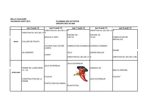 Programme des activités estivales de l'ACM 1000 couleurs-PDF ...