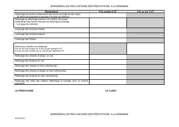 bordereau de prix unitaire des prestations a la demande bordereau ...