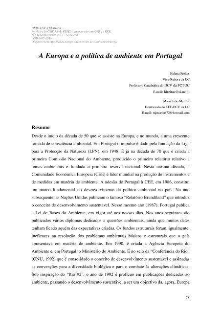 A Europa e a polÃtica de ambiente em Portugal - Europe Direct Aveiro