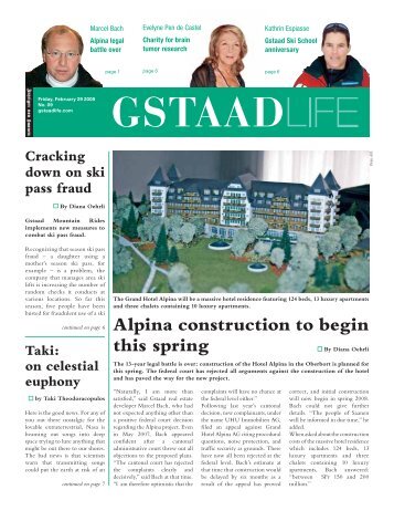 Alpina construction to begin this spring - GstaadLife print  edition