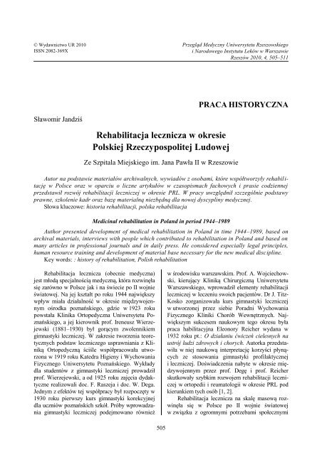 Rehabilitacja lecznicza w okresie Polskiej Rzeczypospolitej Ludowej