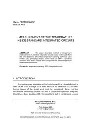 measurement of the temperature inside standard integrated circuits