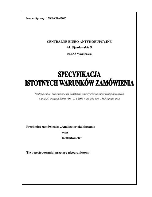 SIWZ do ogÅoszenia - CBA - Centralne Biuro Antykorupcyjne