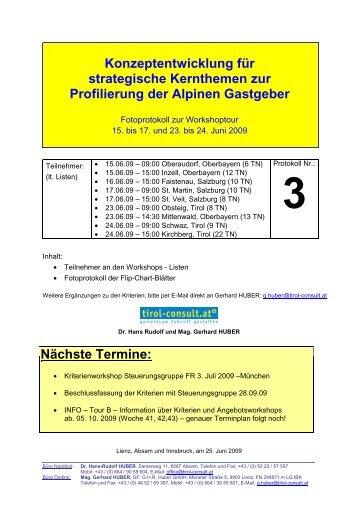 Dokumentation Workshoptour - Alpine Gastgeber