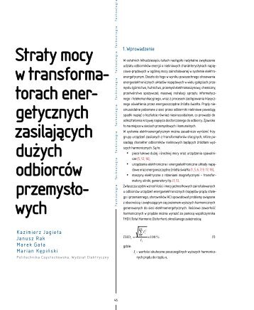 Straty mocy w transformatorach energetycznych ... - Elektroenergetyka