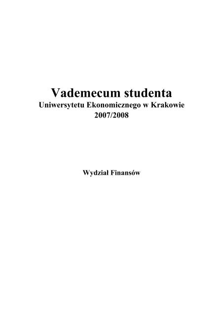 Vademecum studenta - Uniwersytet Ekonomiczny w Krakowie