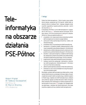 Teleinformatyka na obszarze dziaÅania PSE ... - Elektroenergetyka