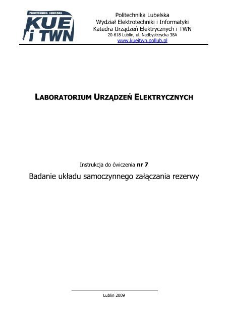 Badanie układu samoczynnego załączania rezerwy - Katedra ...