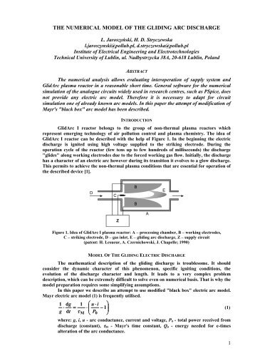 THE NUMERICAL MODEL OF THE GLIDING ARC ... - ResearchGate