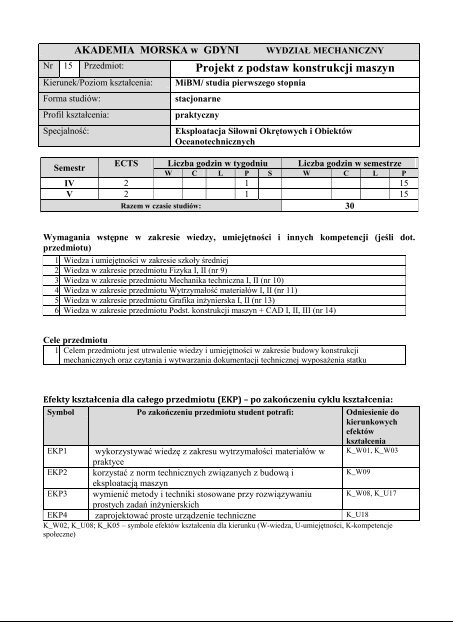 Projekt z podstaw konstrukcji maszyn - WydziaÅ Mechaniczny