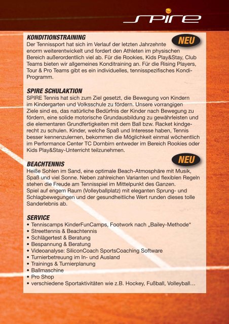 TRAININGSPROGRAMM - tennis club dornbirn