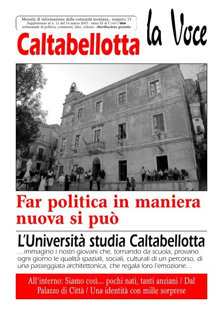 L'UniversitÃ  studia Caltabellotta Far politica in maniera nuova si puÃ²