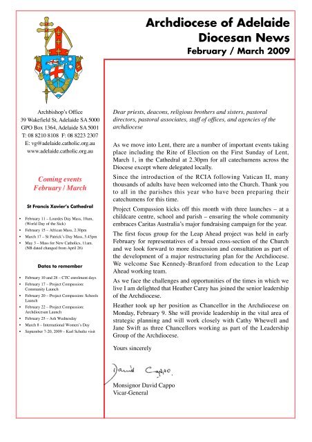 Diocesan News February/March 2009 - the Archdiocese of Adelaide