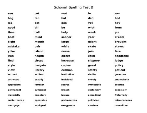 Schonell Spelling Test B 68KB - Thrass