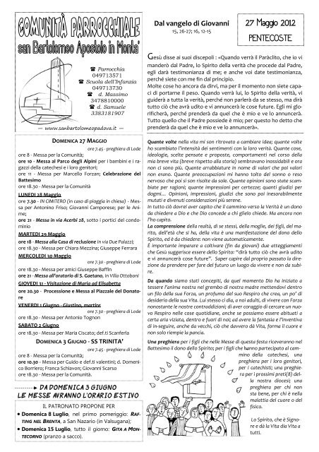 bollettino 27-05-2012 - Sanbartolomeopadova.it