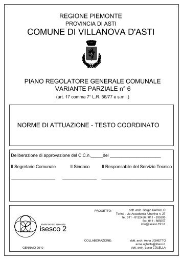 VILLANOVA - norme di attuazione vigenti - Comune di Villanova D'Asti