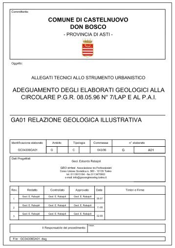 Relazione Geologica Illustrativa - Comuni in Rete