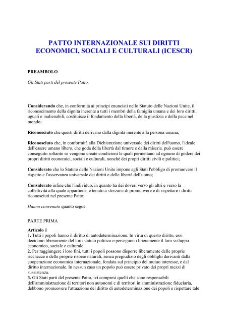 Patto Internazionale Sui Diritti Economici Sociali E
