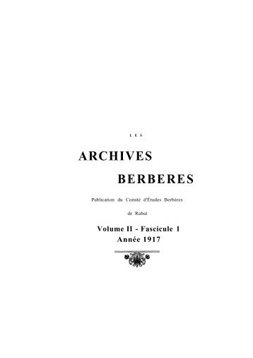 archives berberes - BibliothÃ¨que Nationale du Royaume du Maroc