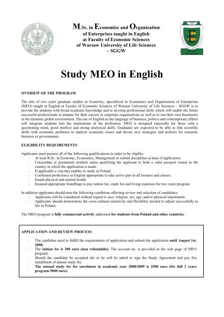 Study MEO in English - SGGW