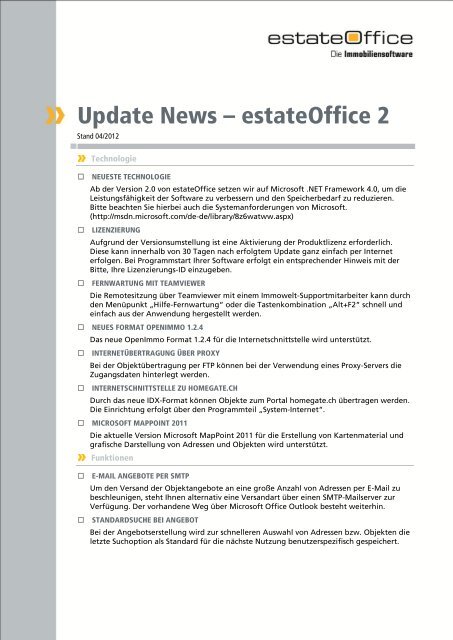 Update News estateOffice - Immowelt