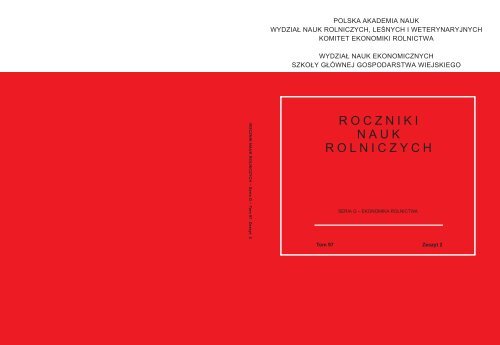 Roczniki Nauk Rolniczych, Seria G, T. 97, z. 2, 2010 - WydziaÅ‚ Nauk ...