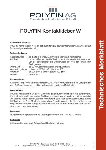 Technisches Merkblatt - Polyfin AG
