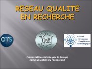 Diapositive 1 - RÃ©seau QualitÃ© en Recherche - CNRS