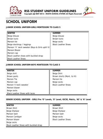 SCHOOL UNIFORM - Roots School System