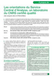 Les orientations du Service Central d'Analyse, un laboratoire du ...