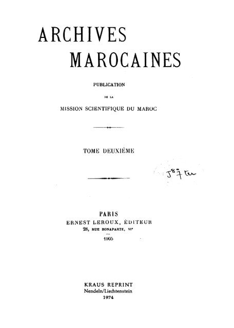 Archives Marocaines Bibliotha Que Nationale Du Royaume Du Maroc