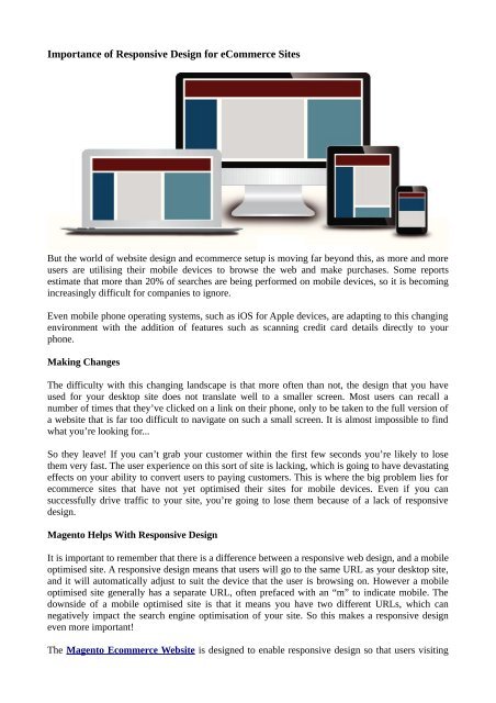 Importance of Responsive Design for eCommerce Sites