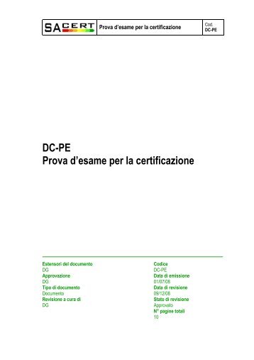 DC-PE Prova d'esame per la certificazione - Sacert