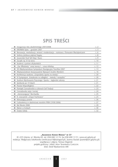 AKM nr 37 grudzieÅ 2007 - Akademia Morska w Gdyni - Gdynia