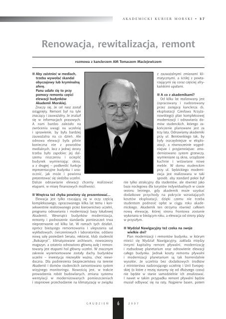 AKM nr 37 grudzieÅ 2007 - Akademia Morska w Gdyni - Gdynia