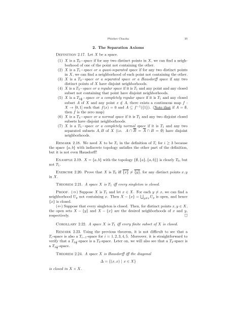 Lecture Notes Topology (2301631) Phichet Chaoha Department of ...