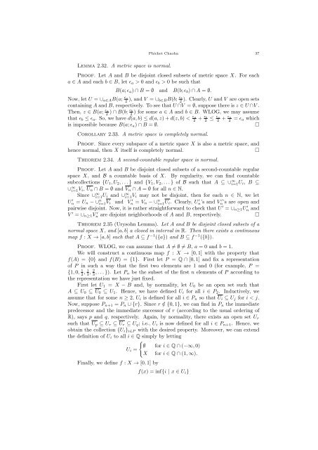 Lecture Notes Topology (2301631) Phichet Chaoha Department of ...