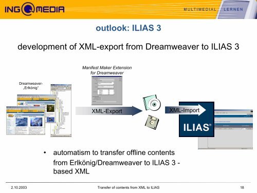 Transfer of contents from XML to ILIAS - ILIAS Conference