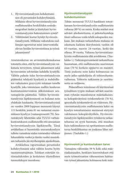 Lataa lehden 2/2010 pdf-versio tÃ¤stÃ¤ - KuntoutussÃ¤Ã¤tiÃ¶