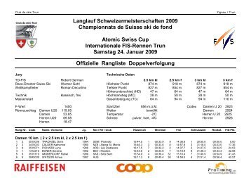 Langlauf Schweizermeisterschaften 2009 Championnats de ... - Fis