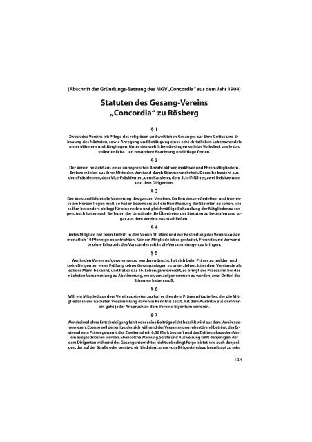 100 Jahre MGV "Concordia" RÃ¶sberg Festschrift ohne Werbung