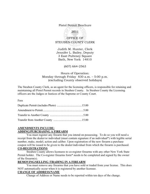 Pistol Permit Brochure - Steuben County Government