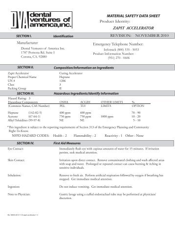 MSDS zapit accelerator REV.2010.pg.1.ai - Dental Ventures