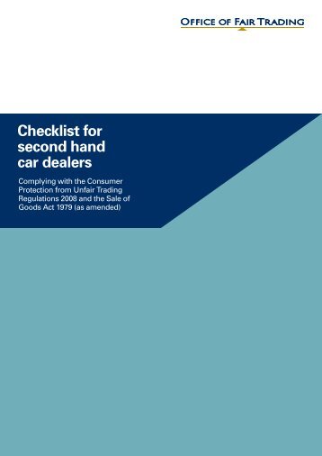 Checklist for second hand car dealers - Office of Fair Trading