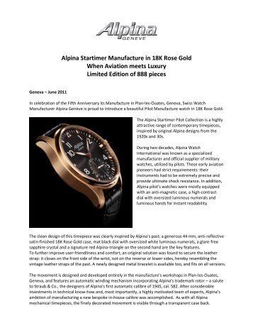 Alpina Startimer Manufacture in 18K Rose Gold ... - Alpina Watches