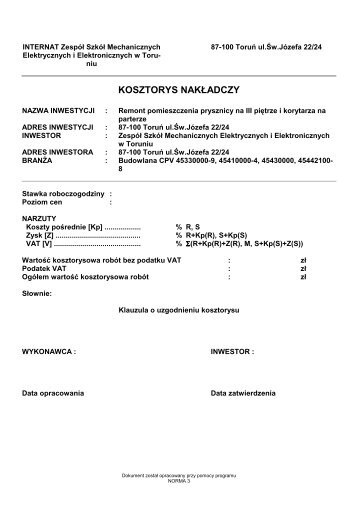 Internat ZSME - ZespÃ³Å SzkÃ³Å Mechanicznych Elektrycznych i ...