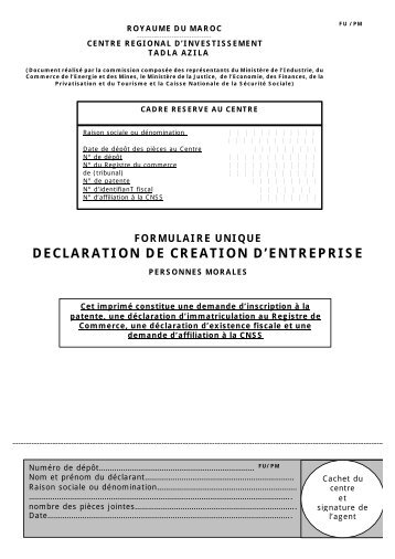 pour une personne morale - CRI Tadla Azilal