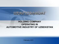 Avtomotive Industry - Embassy of the Republic of Uzbekistan
