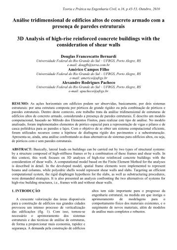 AnÃ¡lise tridimensional de edifÃ­cios altos de ... - Editora DUNAS